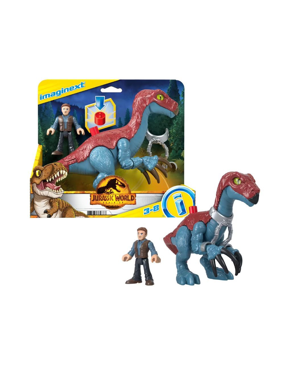 Mattel imaginext jurassic world 3 δεινόσαυρος και φιγούρα gvv65 - Jurassic World