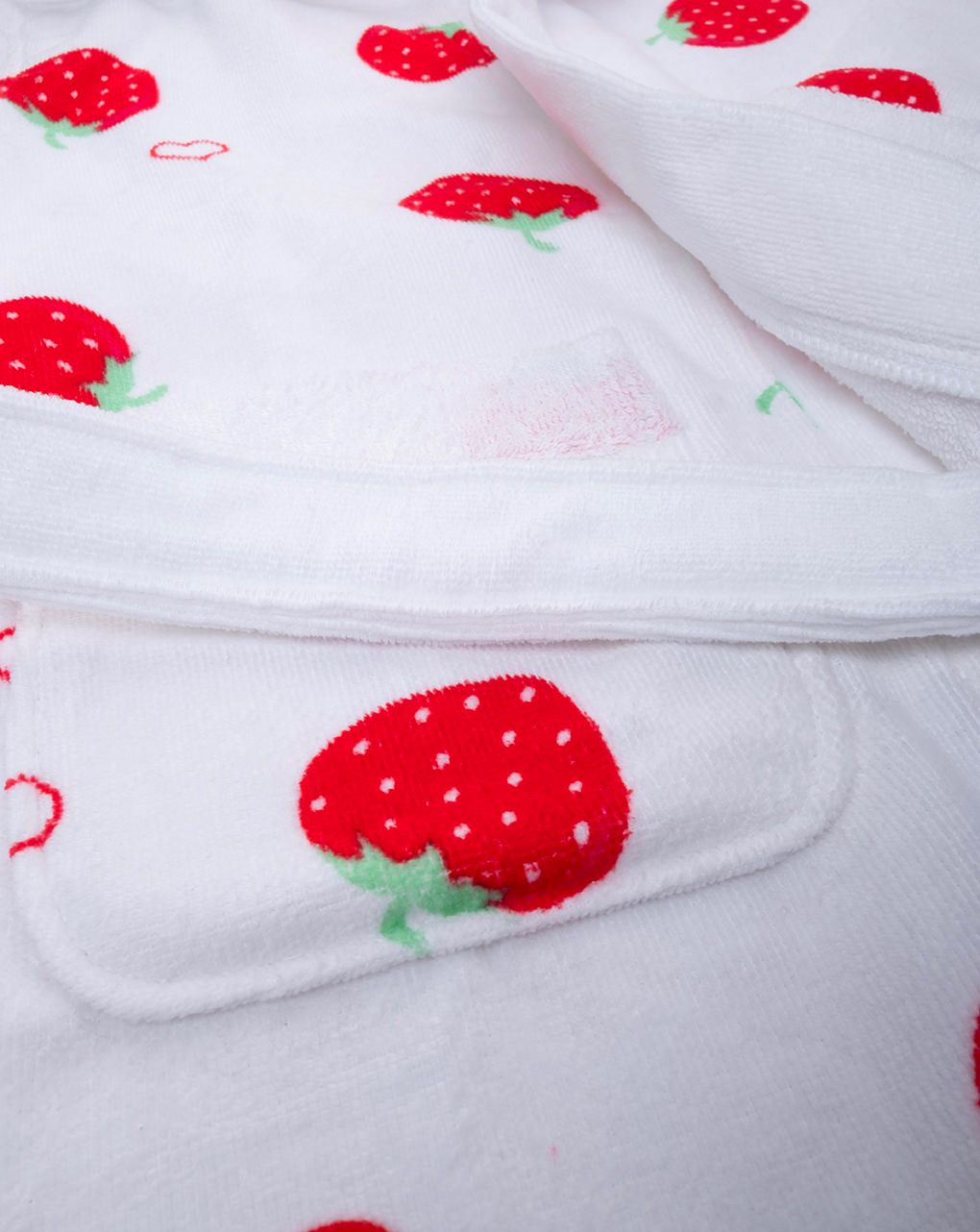 παιδικό μπουρνούζι σενίλ λευκό με φράουλες για κορίτσι - Prénatal