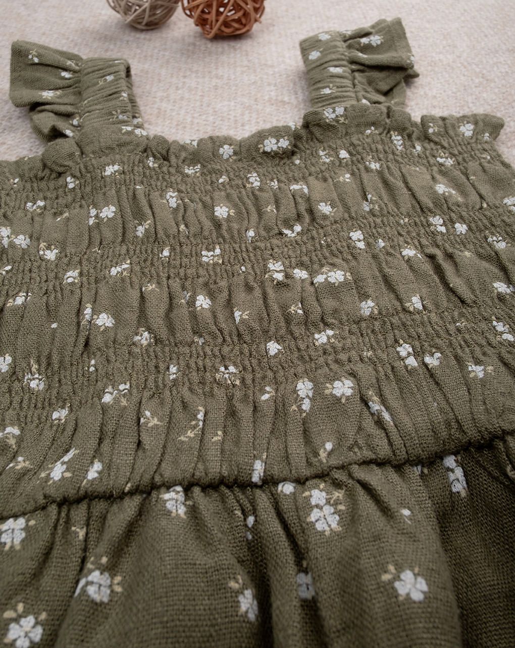 βρεφική ολόσωμη φόρμα χακί φλοράλ για κορίτσι - Prénatal