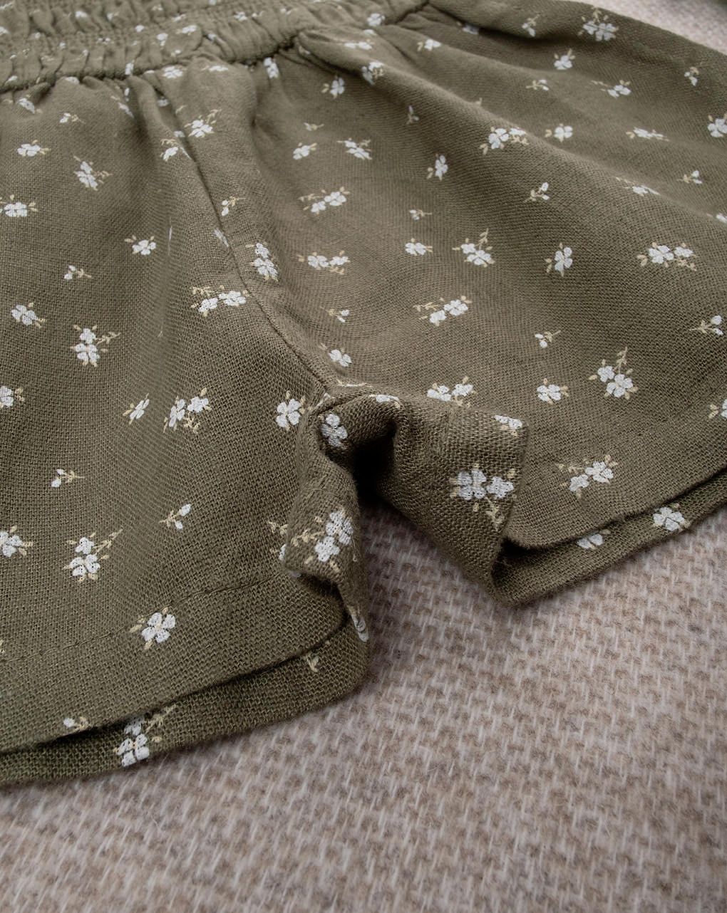 βρεφική ολόσωμη φόρμα χακί φλοράλ για κορίτσι - Prénatal