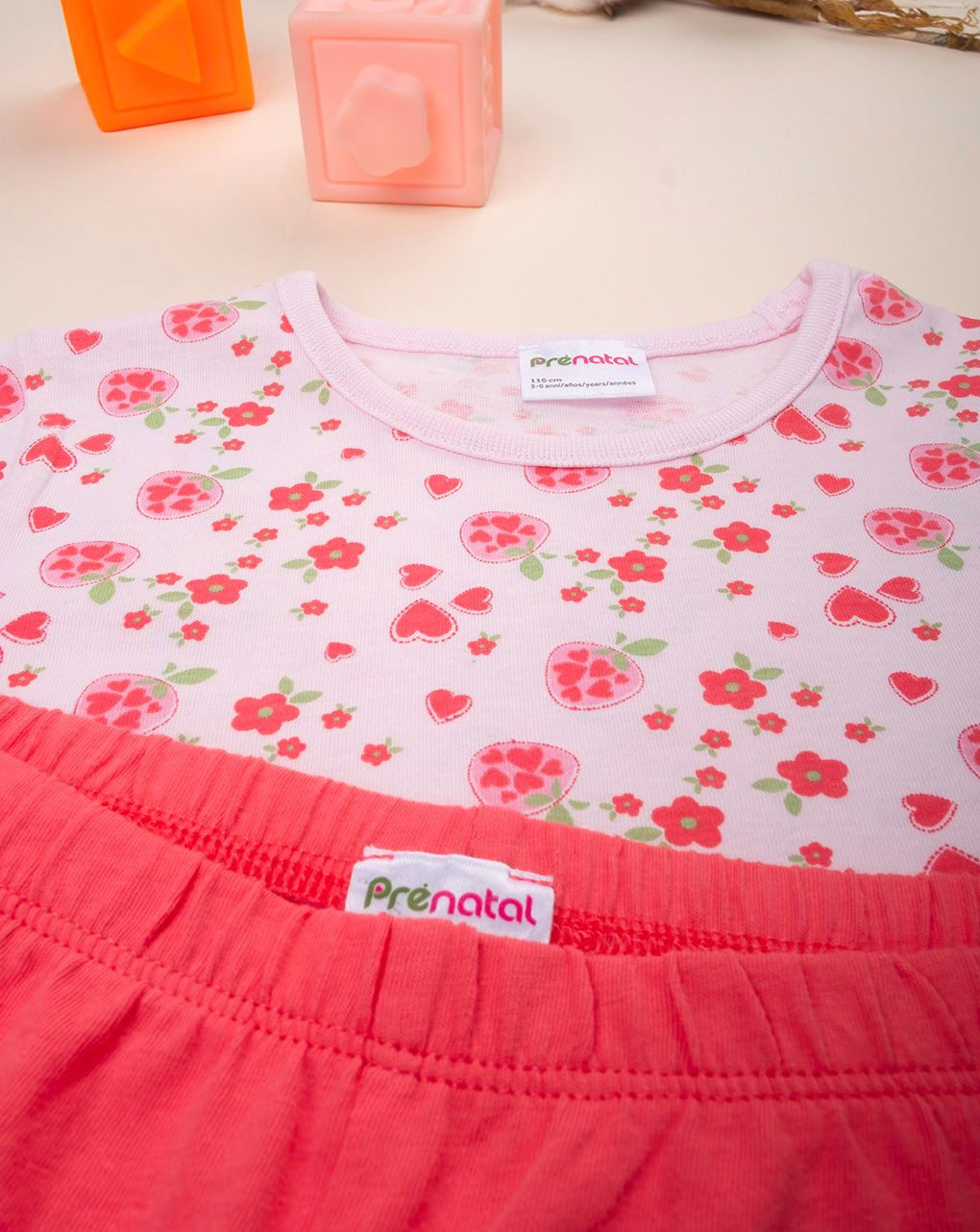 παιδική πιτζάμα ροζ/κόκκινη φλοράλ για κορίτσι - Prénatal