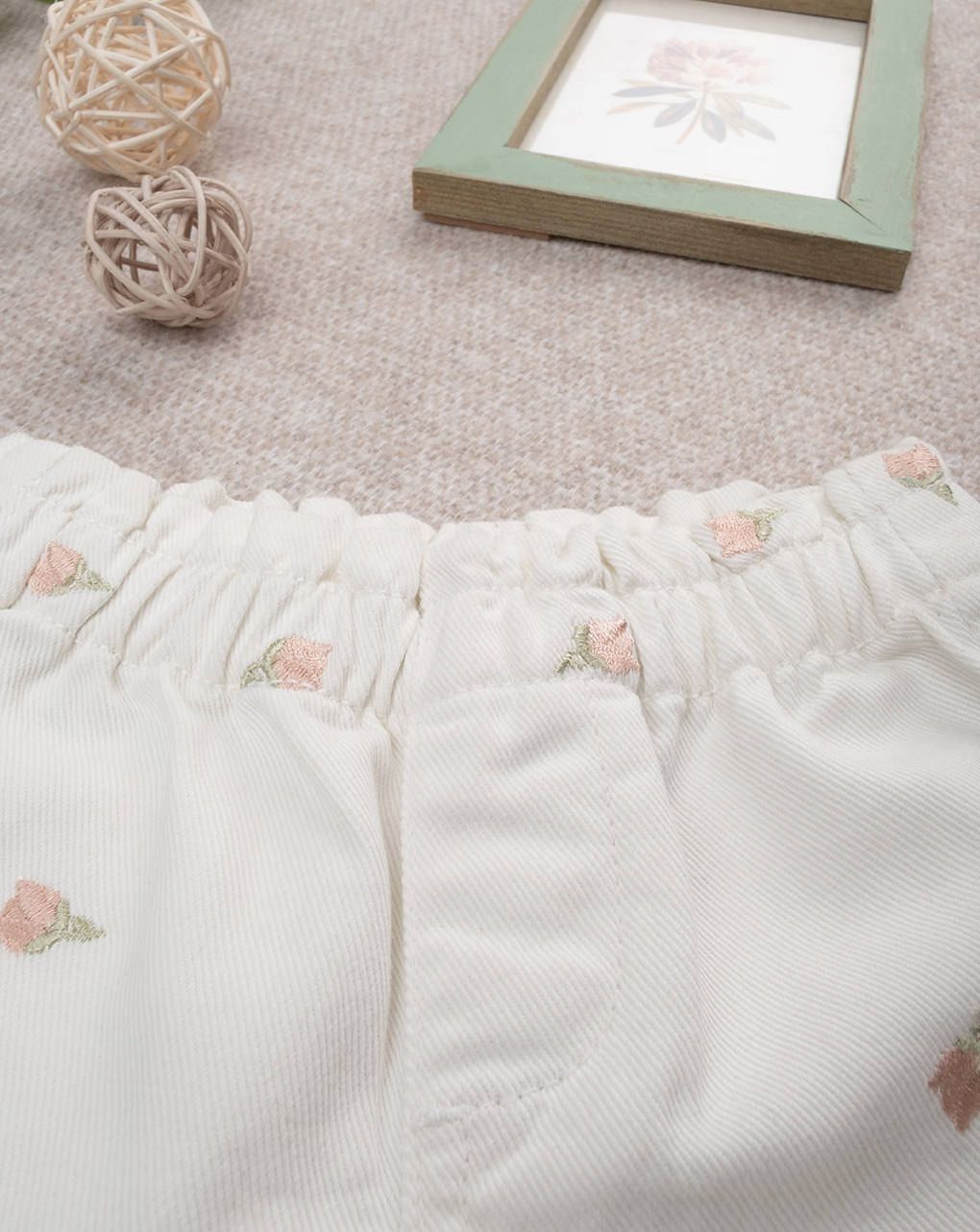 βρεφικό σορτσάκι λευκό με τουλίπες για κορίτσι - Prénatal