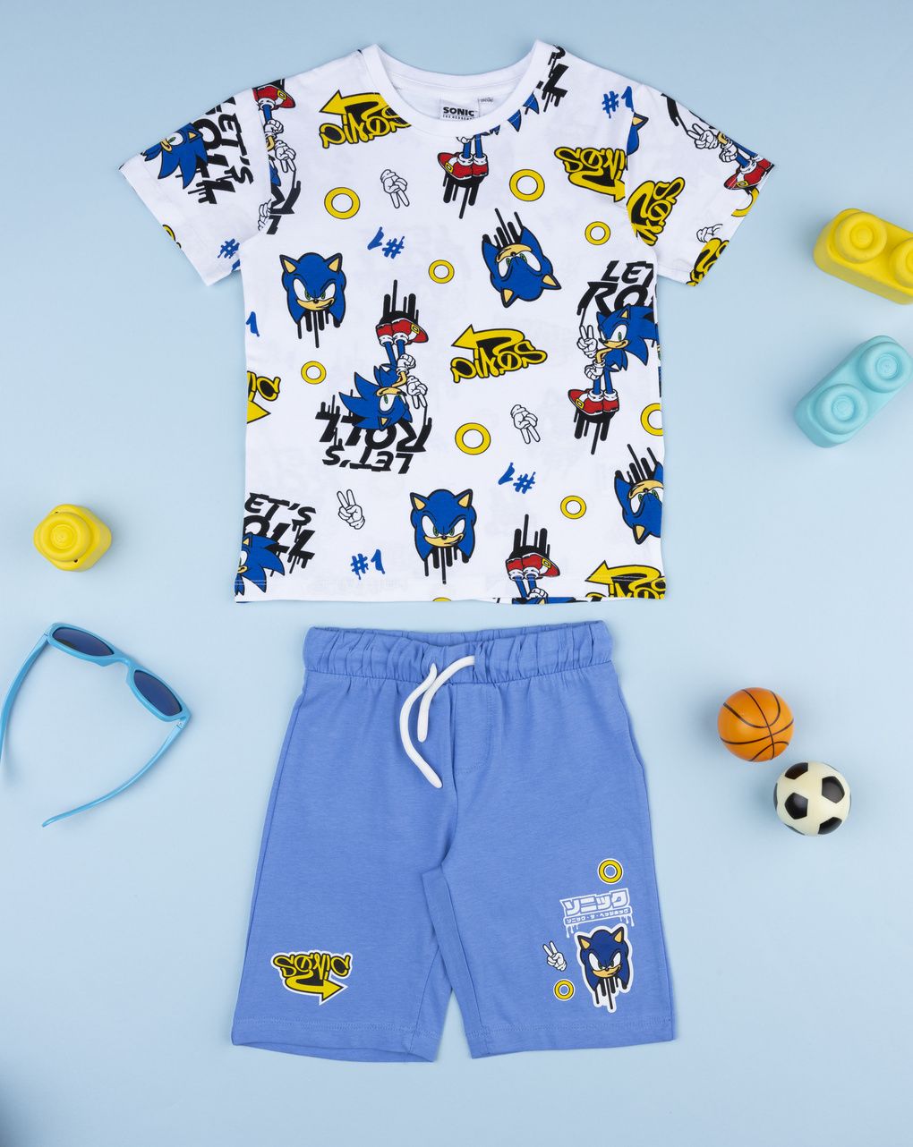 παιδικό σετ t-shirt και σορτσάκι sonic για αγόρι
