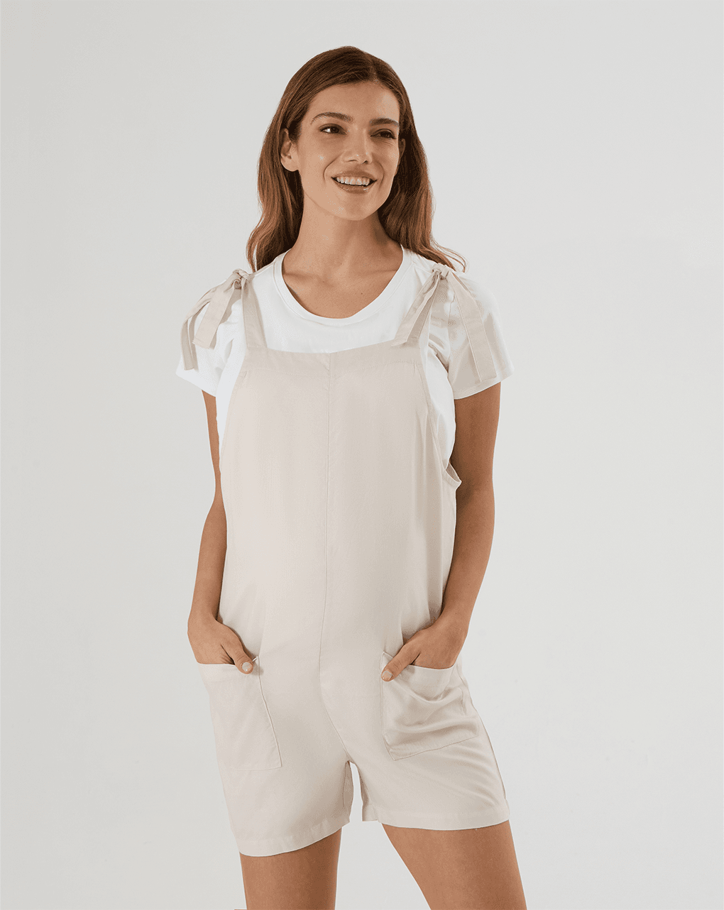 γυναικείο σετ σαλοπέτα ιβουάρ & t-shirt εγκυμοσύνης/θηλασμού - Prénatal