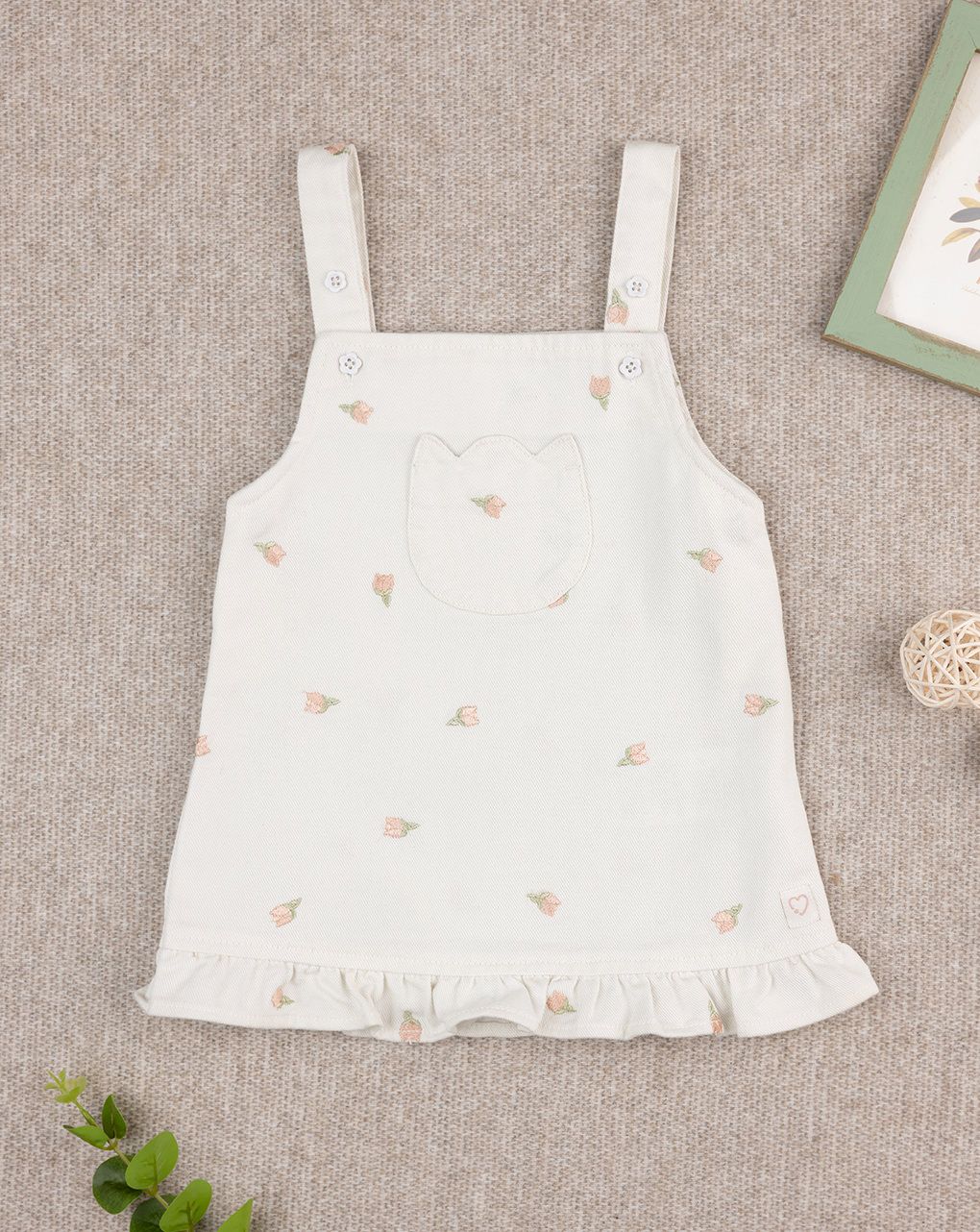 βρεφική σαλοπέτα λευκή με τουλίπες για κορίτσι - Prénatal