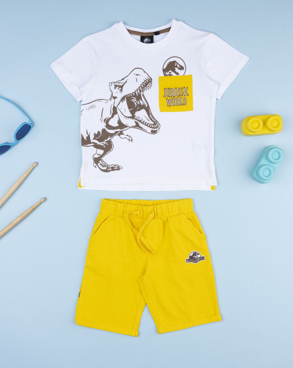 παιδικό σετ t-shirt και σορτσάκι jurassic world για αγόρι