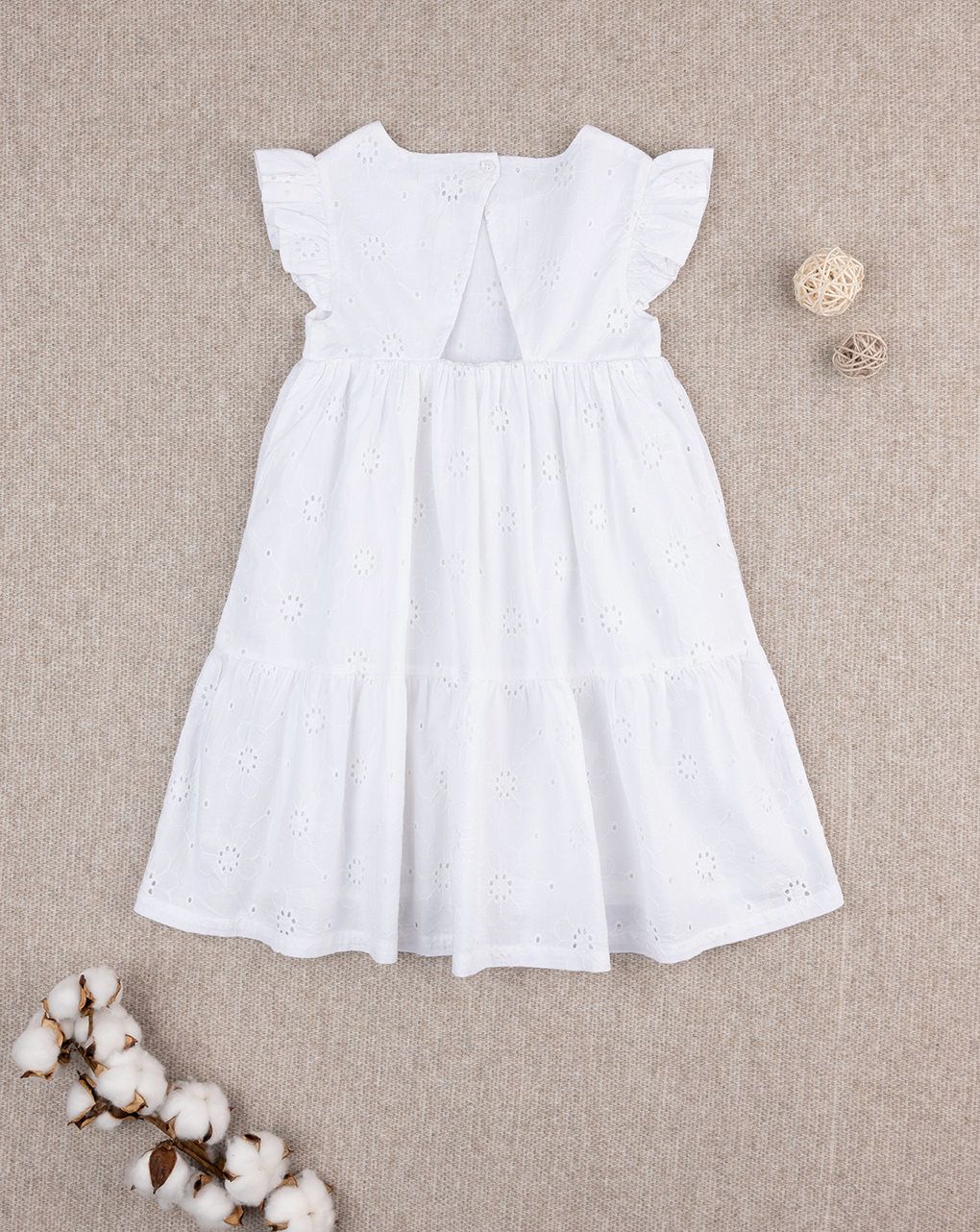 παιδικό φόρεμα λευκό δαντέλα sangallo για κορίτσι - Prénatal