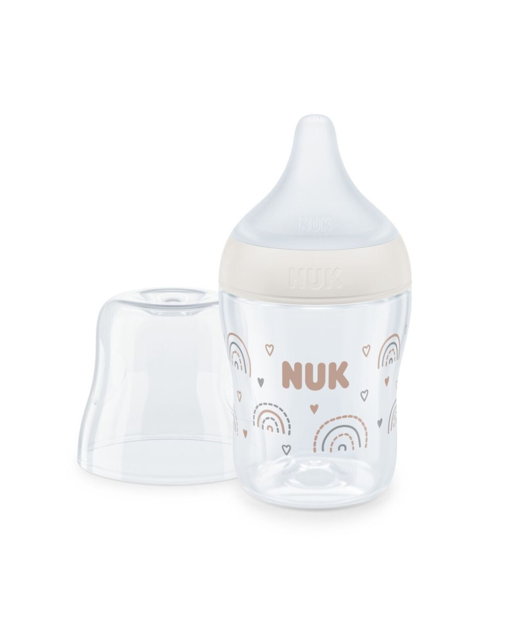 Nuk γυάλινο μπιμπερό perfect match 120ml με μαλακή θηλή σιλικόνης 0m+ rainbow 10211036 - Nuk