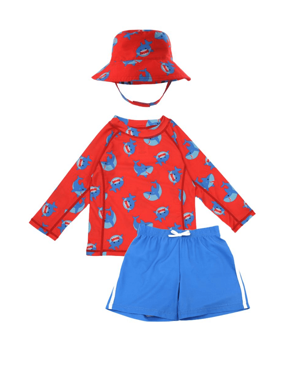 Zoocchini σετ uv μαγιό, bucket καπέλο & μπλούζα sherman the shark zoo16009