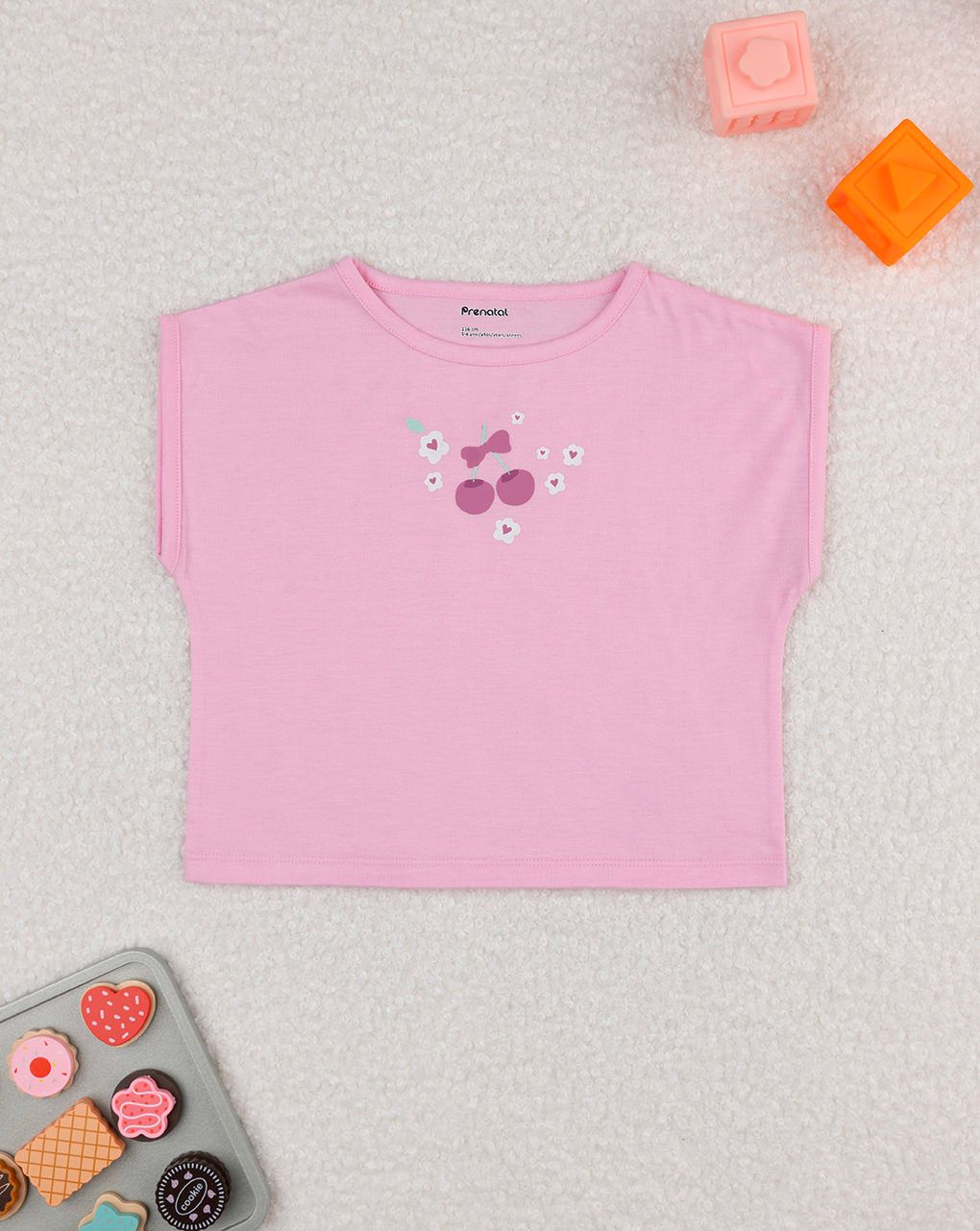 παιδικό t-shirt ροζ με κεράσια για κορίτσι