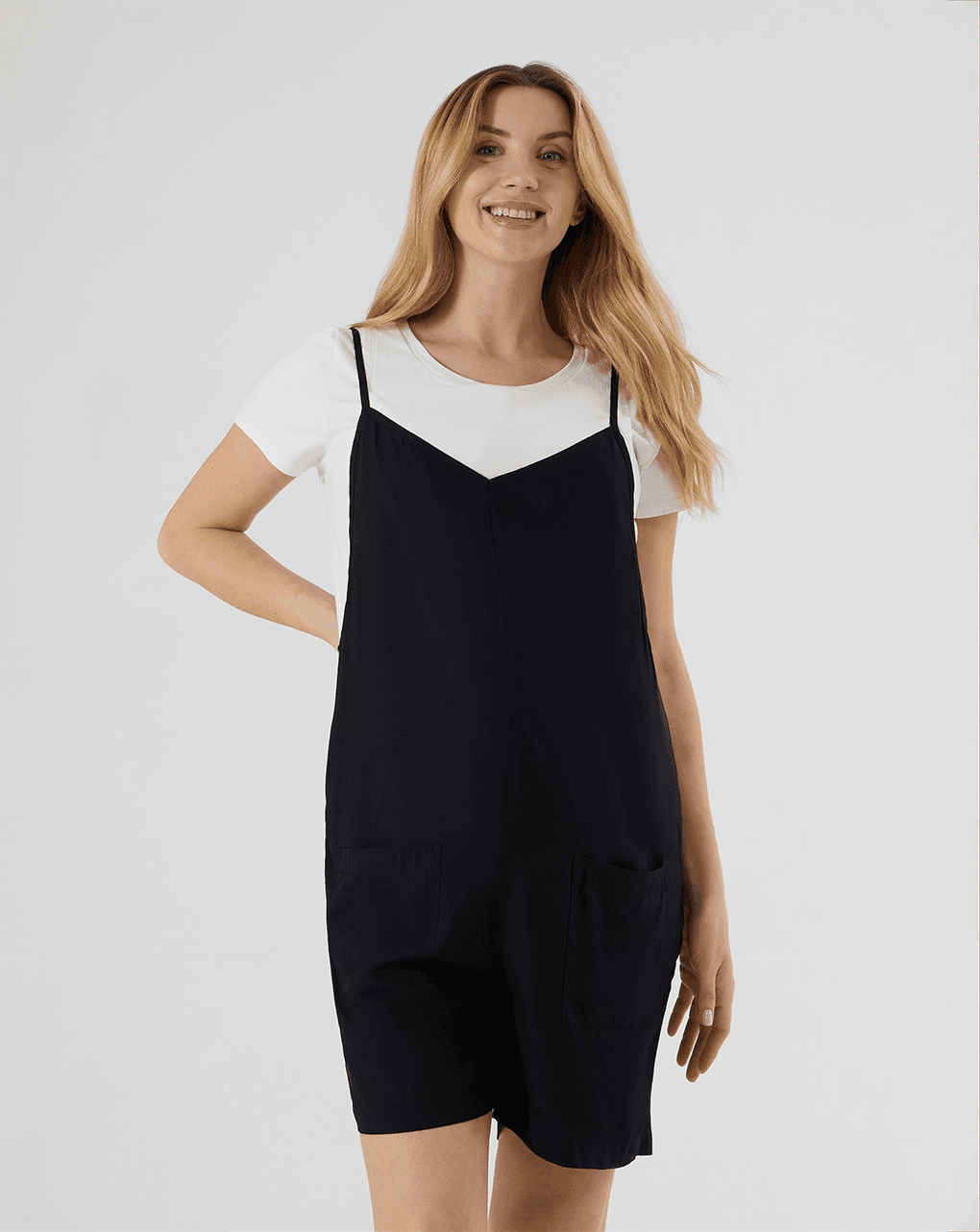 γυναικείο σετ σαλοπέτα μαύρη & t-shirt εγκυμοσύνης/θηλασμού - Prénatal