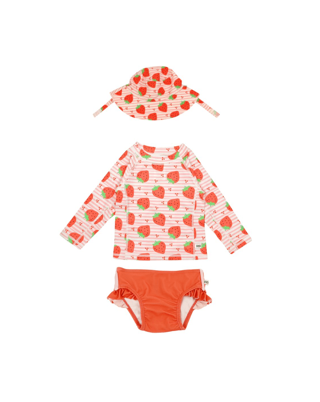Zoocchini σετ uv μαγιό, bucket καπέλο & μπλούζα strawberry zoo16010 - Zoocchini