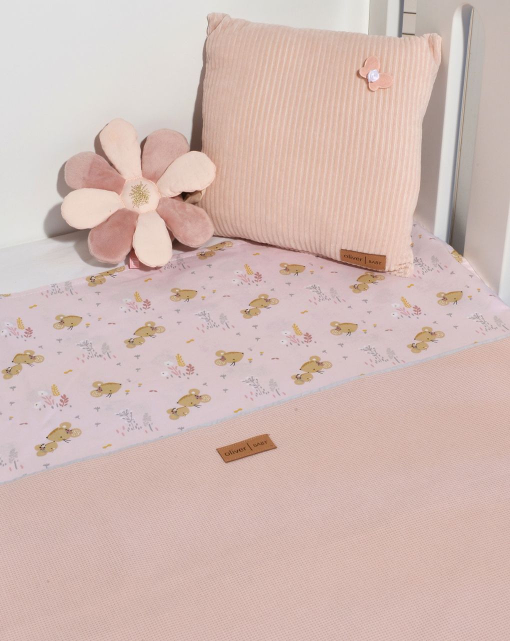 Baby oliver καλοκαιρινή κουβέρτα διπλής όψης 75x95 σχέδιο 412 ροζ 46-6721/412