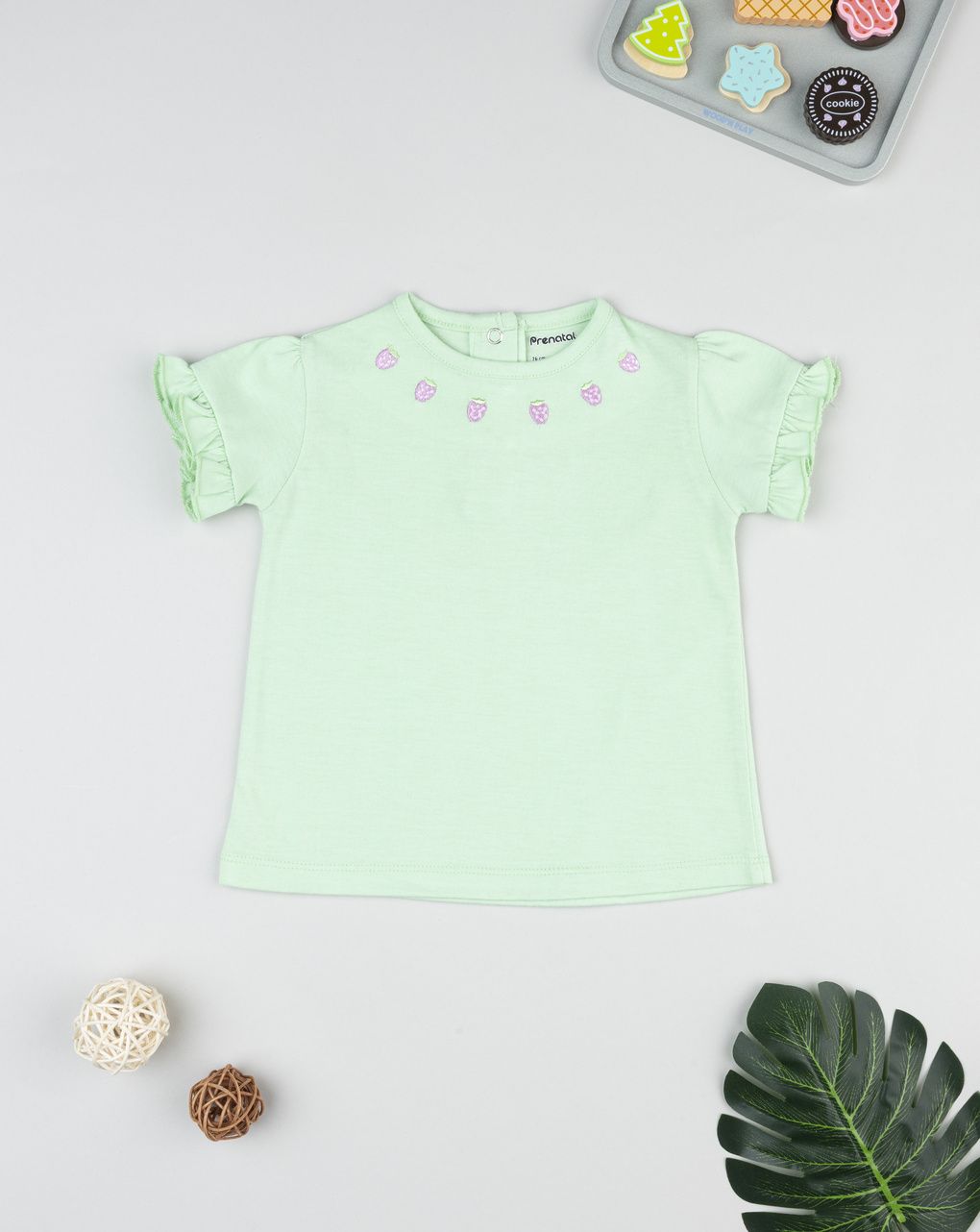 βρεφικό t-shirt πράσινο με φράουλες για κορίτσι - Prénatal