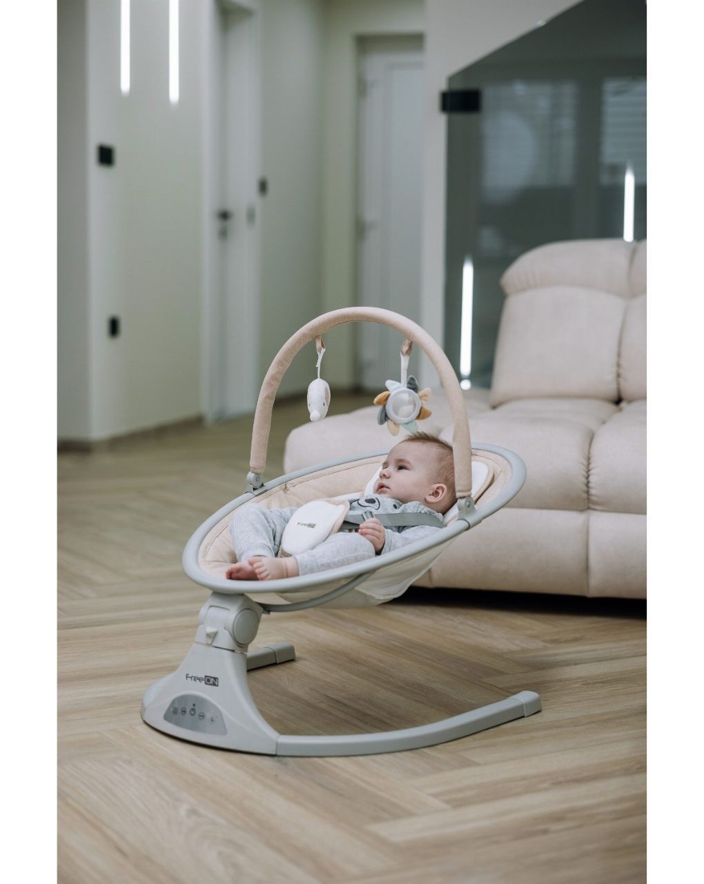 Freeon ηλεκτρικό ρηλάξ elite swing με μουσική beige 84904 - Freeon