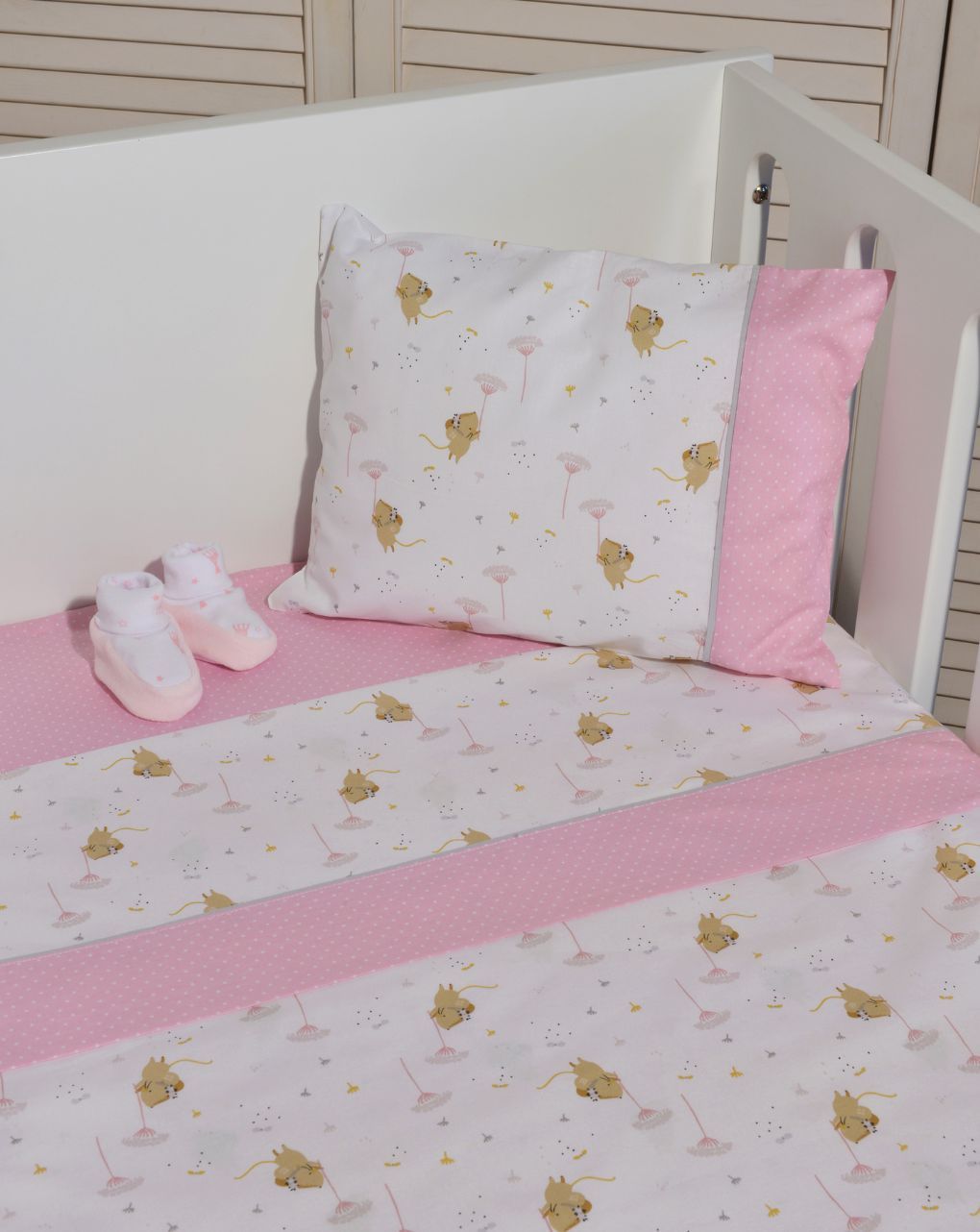 Baby oliver σετ σεντόνια κούνιας 110x170 σχέδιο 412 ροζ 46-6706/412