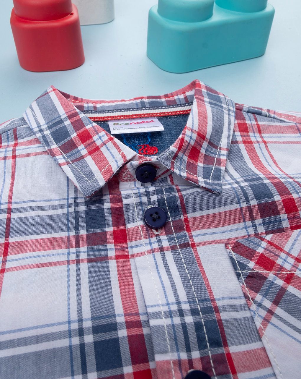 βρεφικό πουκάμισο καρό μπλε/κόκκινο για αγόρι - Prénatal