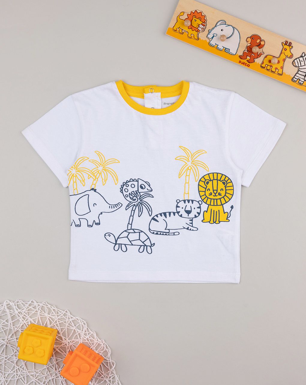 βρεφικό t-shirt λευκό/κίτρινο savana για αγόρι - Prénatal