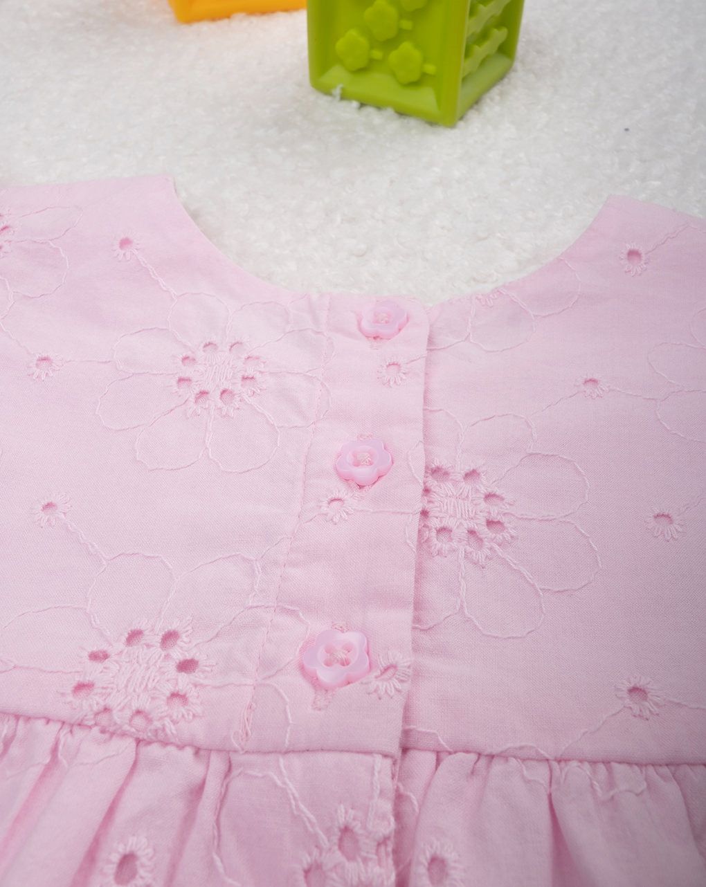 βρεφικό φόρεμα ροζ δαντέλα sangallo για κορίτσι - Prénatal