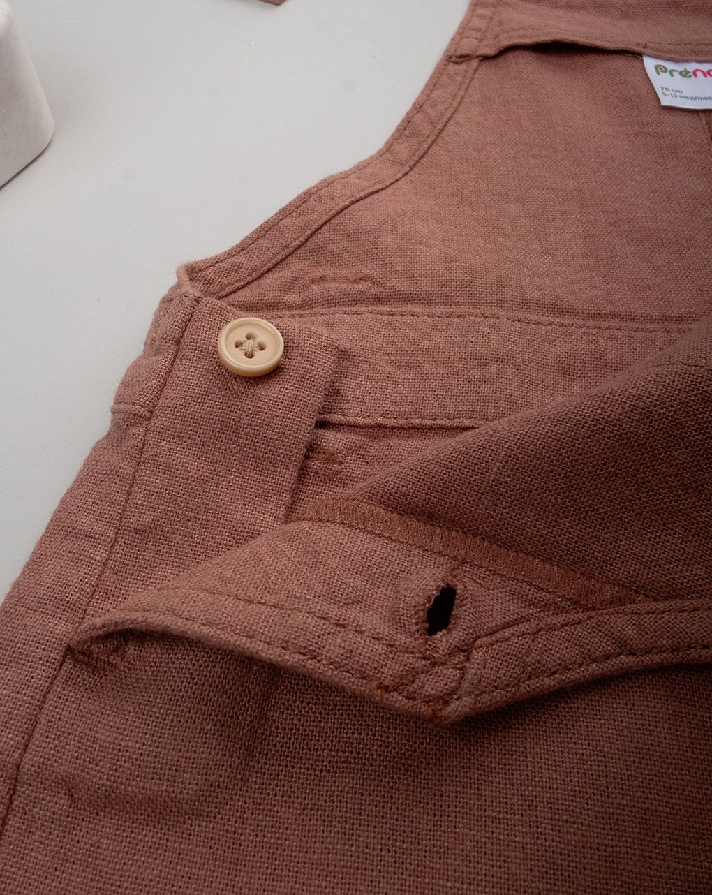 βρεφική σαλοπέτα λινή καφέ savana για αγόρι - Prénatal