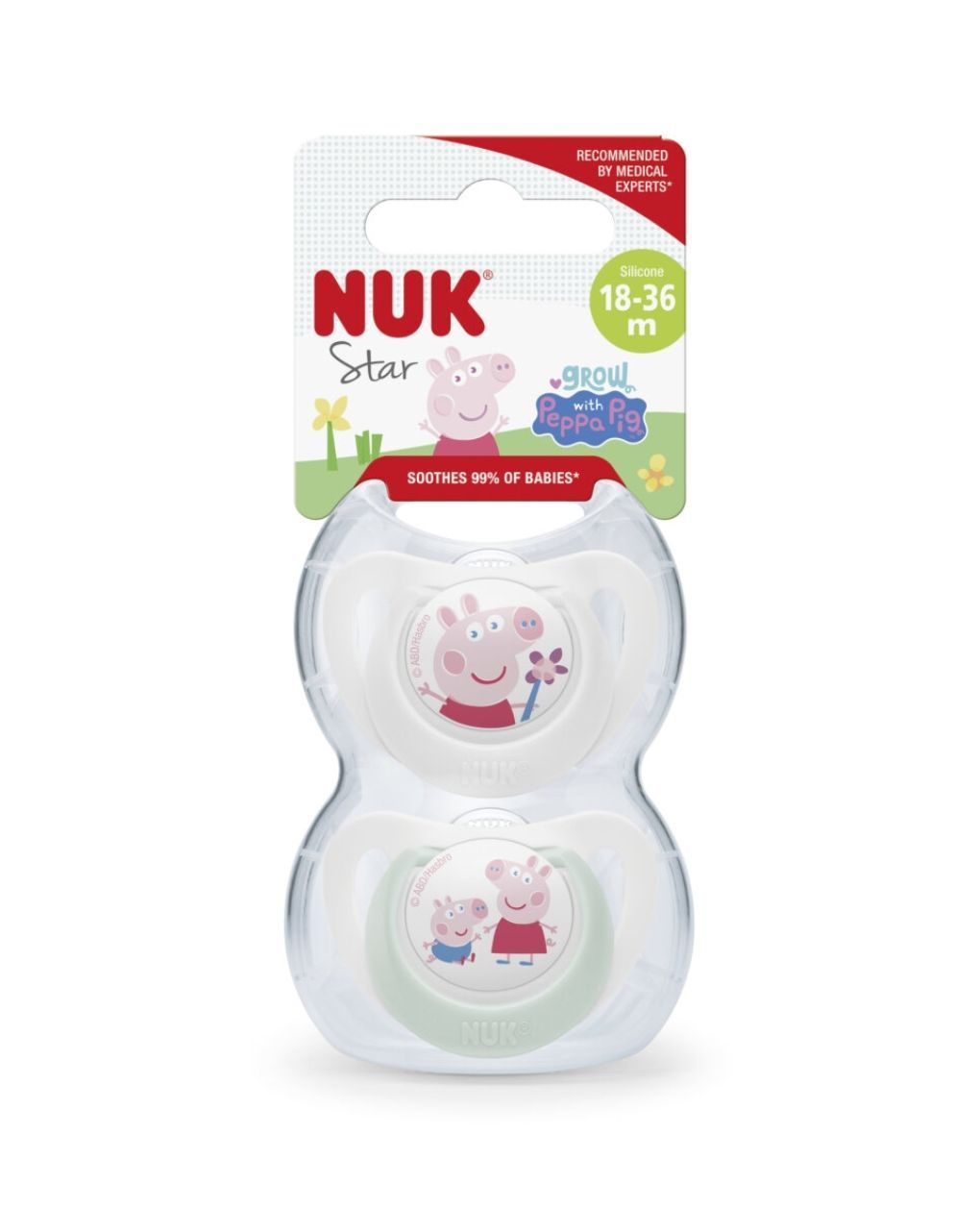 Nuk πιπίλα σιλικόνης star 2τμχ 18-36m peppa pig 10177219 - Nuk
