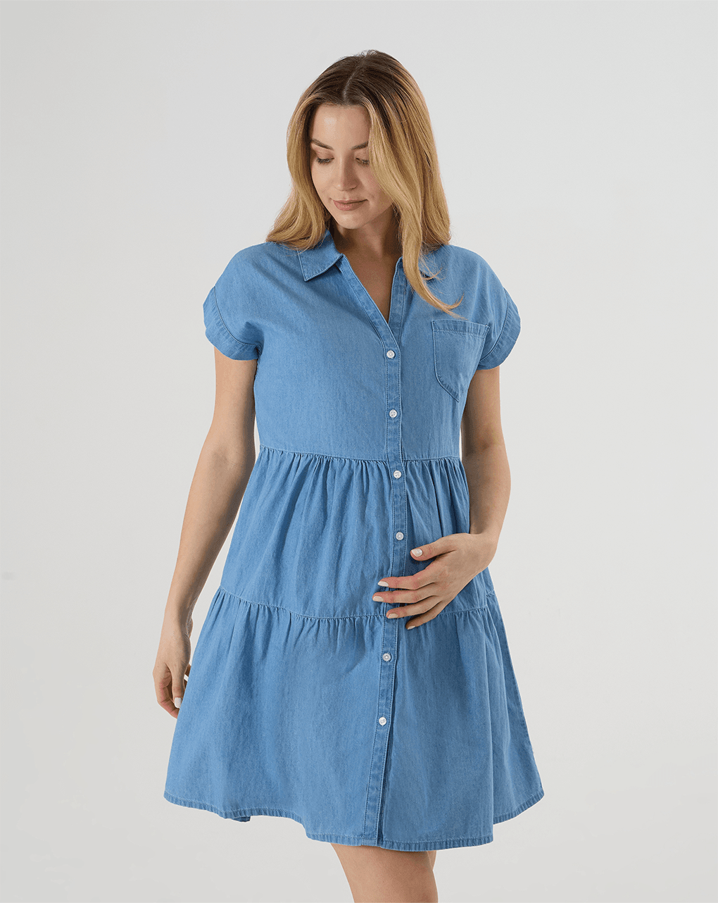 γυναικείο τζιν φόρεμα εγκυμοσύνης/θηλασμού μπλε - Prénatal
