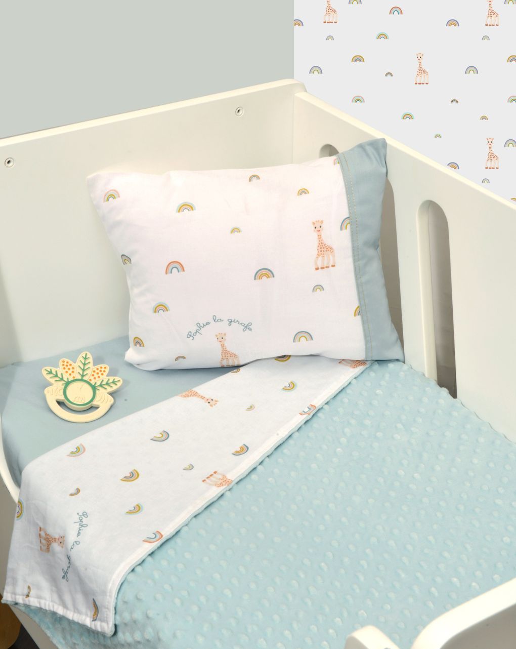 Sophie la girafe κουβέρτα λίκνου διπλής όψης minky σχέδιο 503 46-6725/503