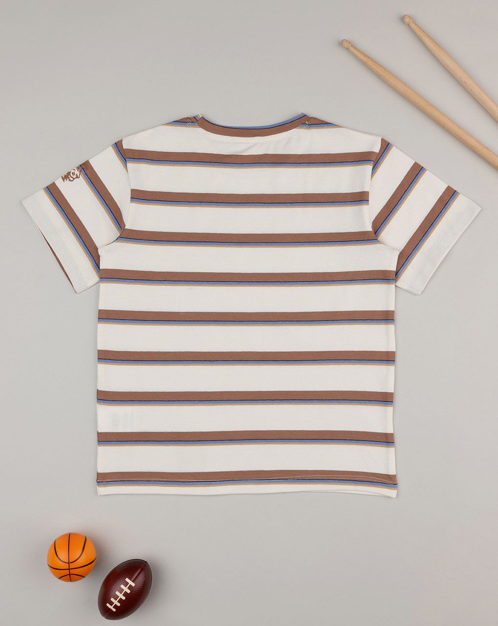 παιδικό t-shirt μπεζ ριγέ με λιοντάρι για αγόρι - Prénatal