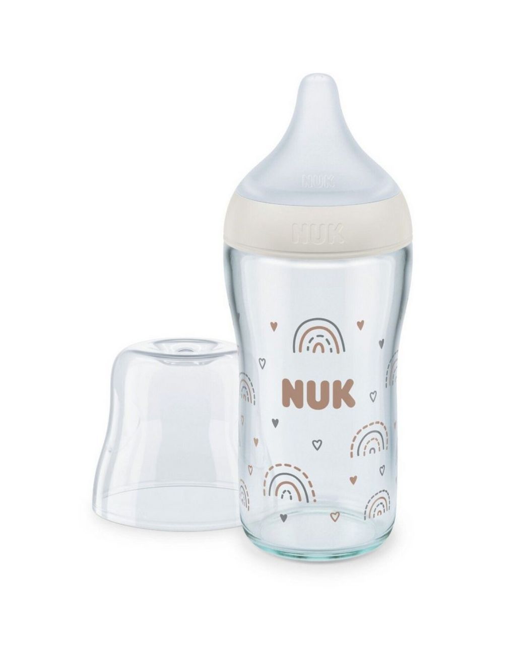 Nuk γυάλινο μπιμπερό perfect match 230ml με μαλακή θηλή σιλικόνης 3m+ rainbow 10212009