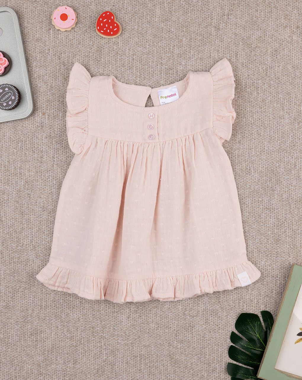 βρεφικό πουκάμισο ροζ με βολάν για κορίτσι - Prénatal