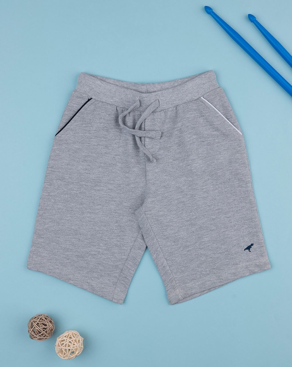 παιδική βερμούδα γκρι με δεινόσαυρο για αγόρι