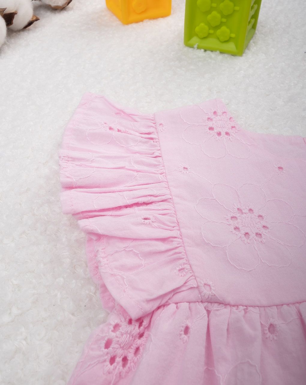 βρεφικό φόρεμα ροζ δαντέλα sangallo για κορίτσι - Prénatal