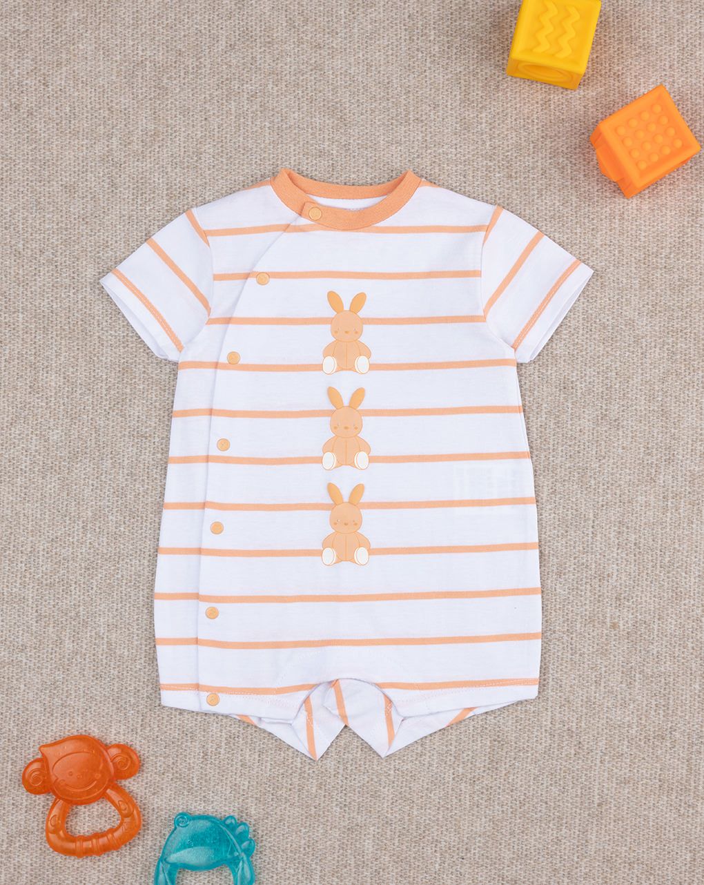 βρεφικό φορμάκι ριγέ πορτοκαλί baby smile unisex - Prénatal