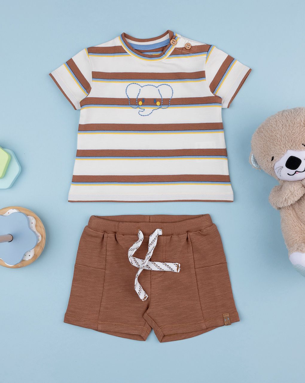 βρεφικό σετ t-shirt και σορτσάκι safari για αγόρι
