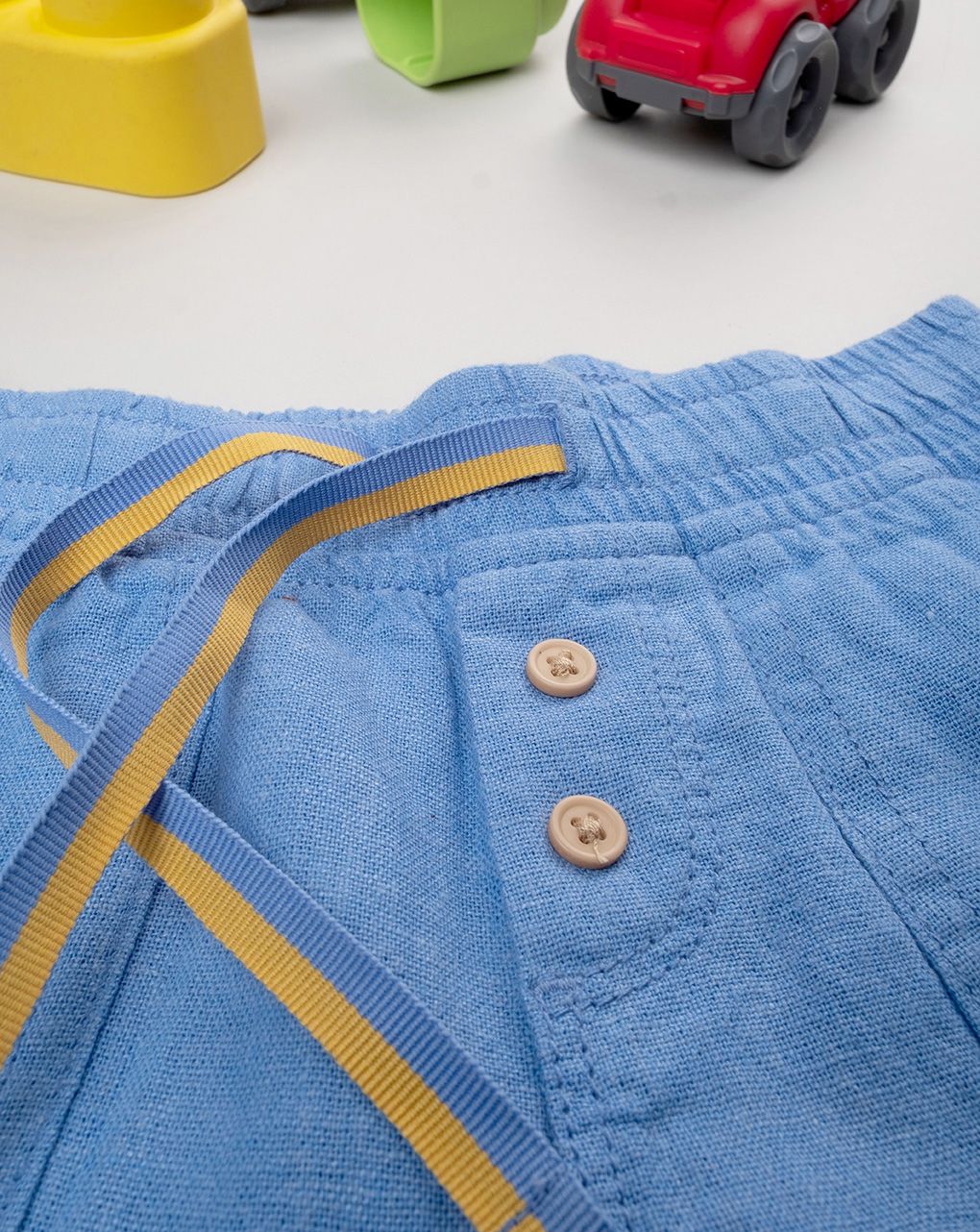 βρεφική βερμούδα λινή μπλε για αγόρι - Prénatal