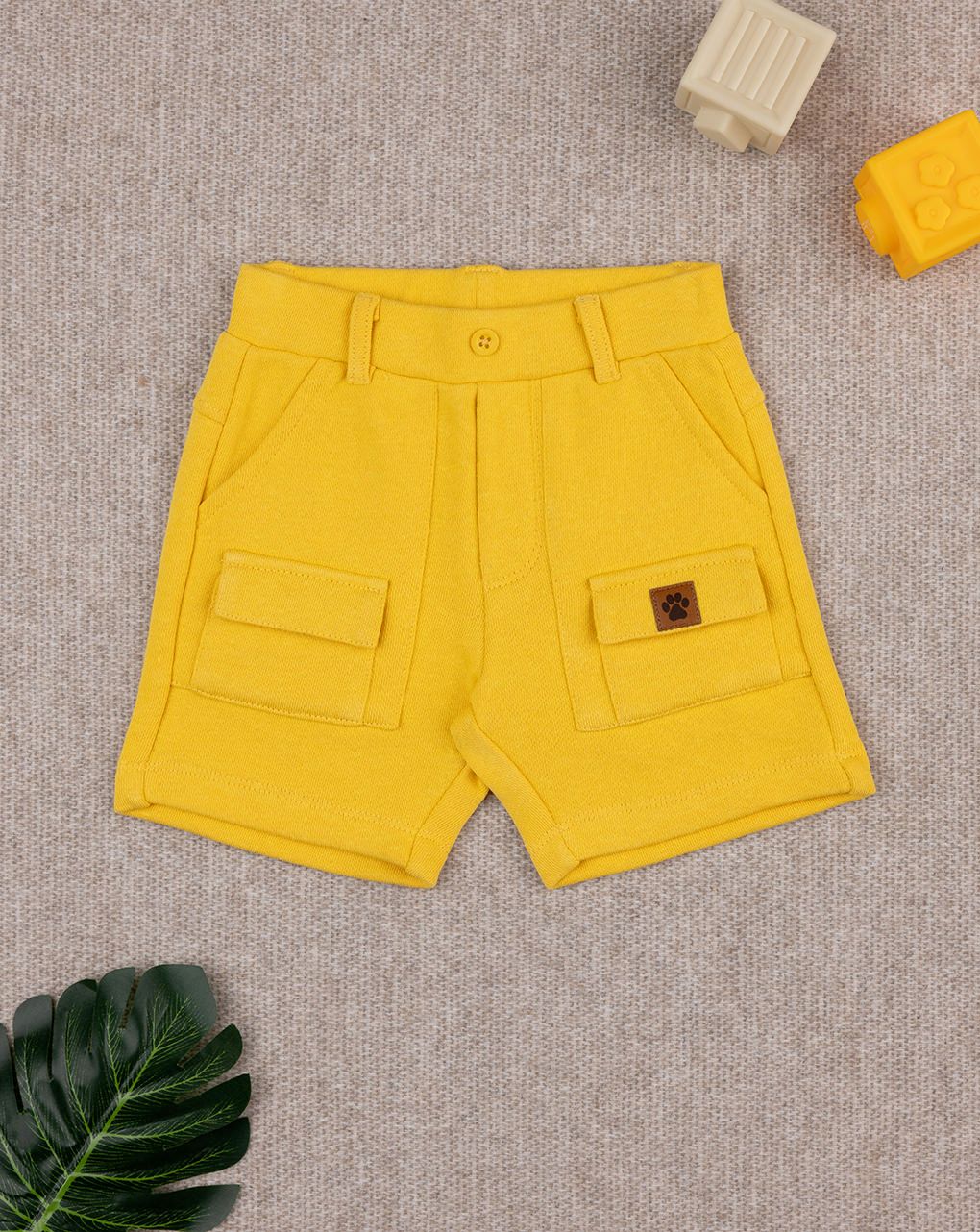 βρεφική βερμούδα κίτρινη με ελέφαντα για αγόρι