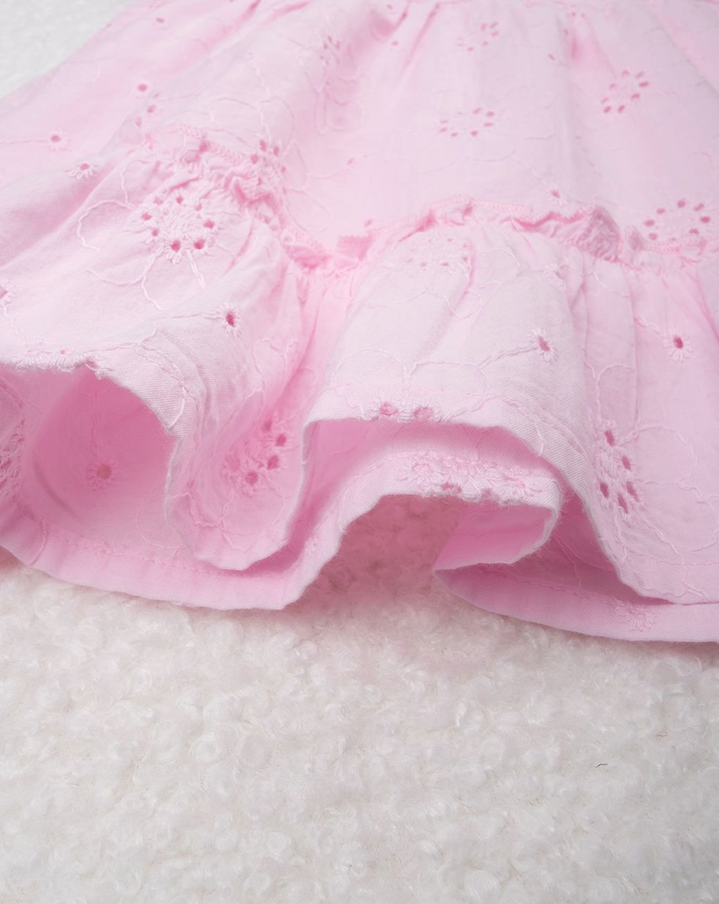 βρεφικό φόρεμα ροζ δαντέλα sangallo για κορίτσι - Prénatal