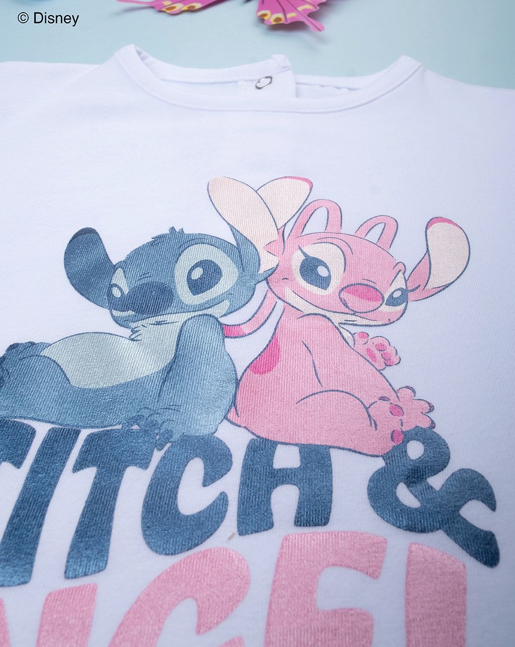 βρεφικό t-shirt λευκό stitch & angel για κορίτσι - Prénatal