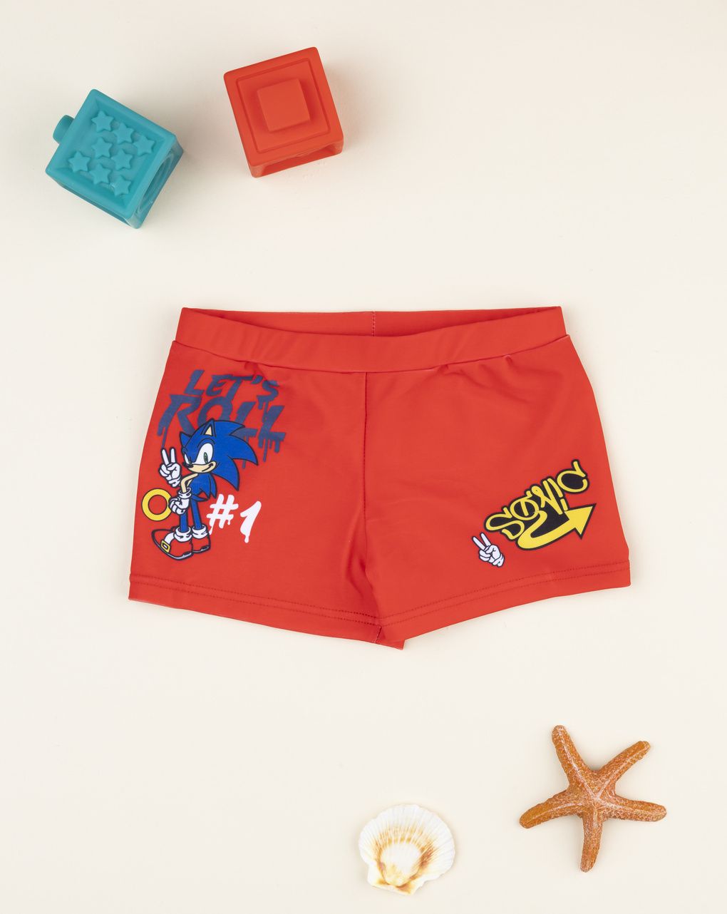παιδικό μαγιό σορτσάκι κόκκινο sonic για αγόρι