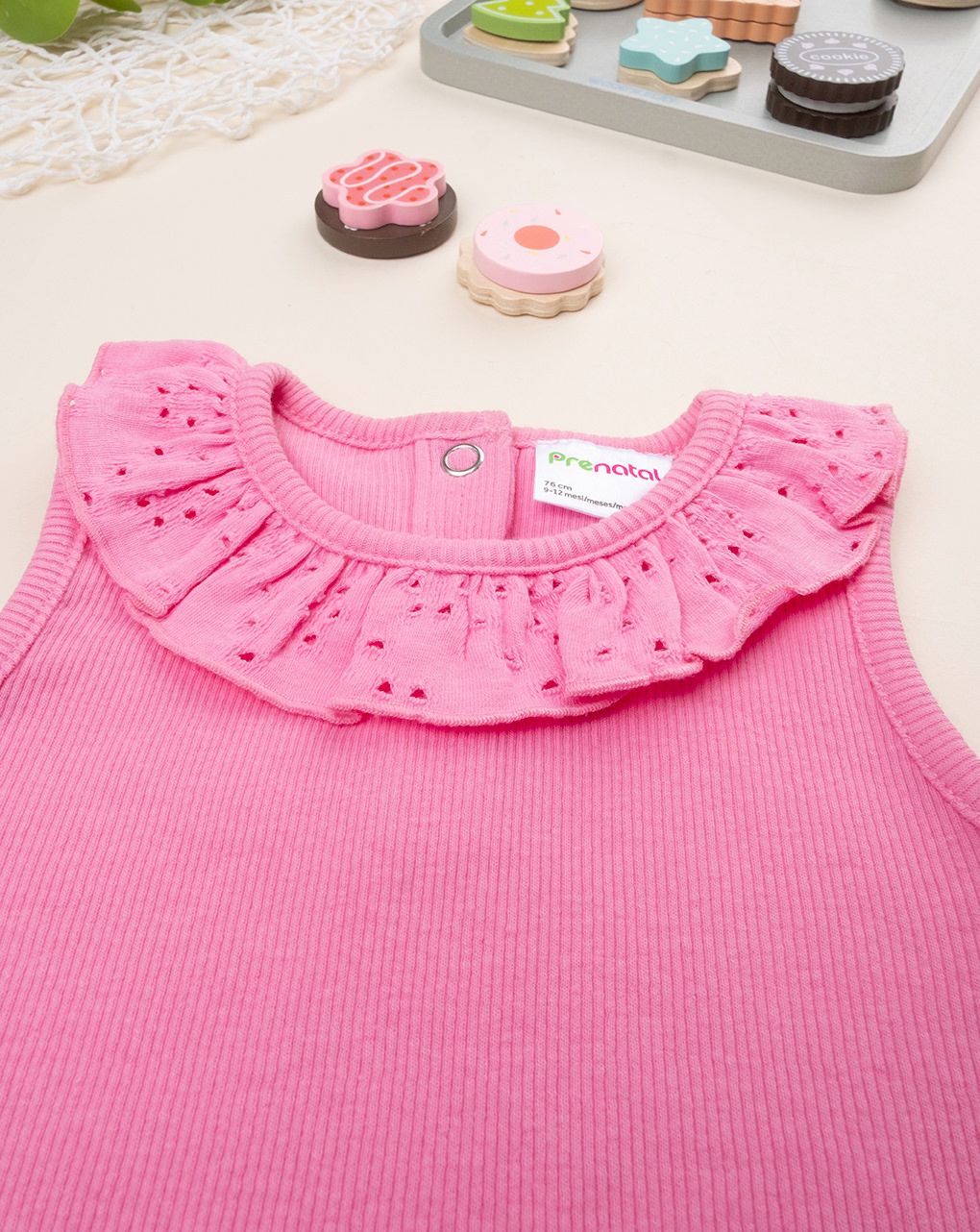 βρεφική αμάνικη μπλούζα ριμπ φούξια sangallo για κορίτσι - Prénatal