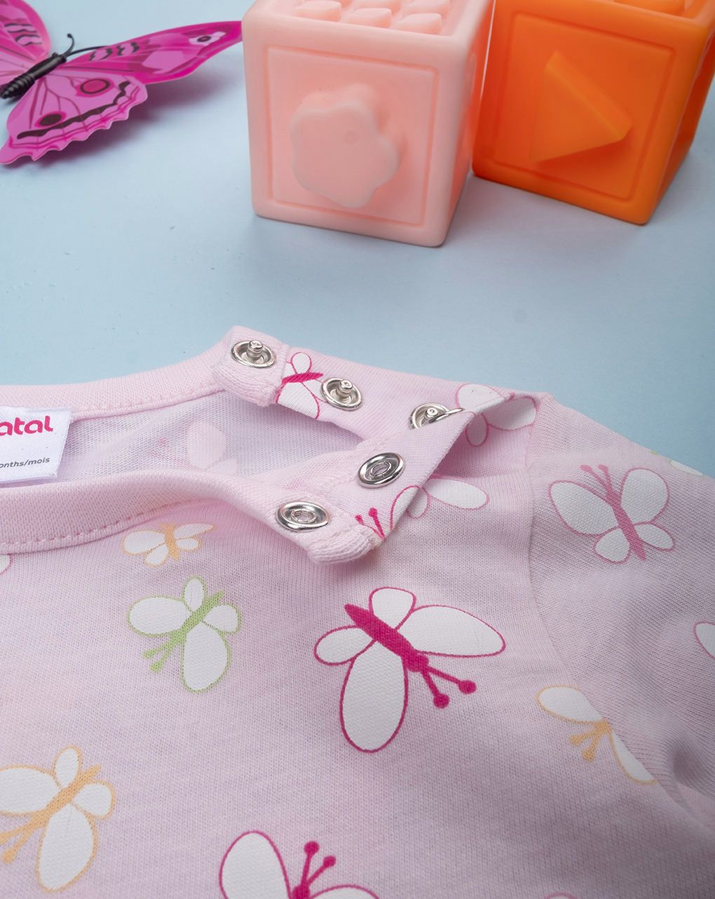 βρεφική πιτζάμα ροζ/φούξια με πεταλούδες για κορίτσι - Prénatal