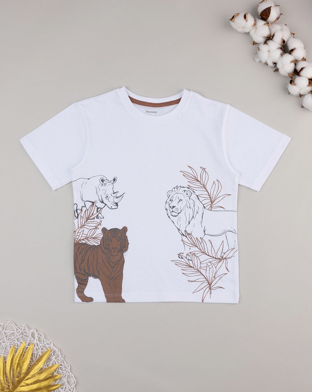 παιδικό t-shirt λευκό/καφέ savana για αγόρι - Prénatal