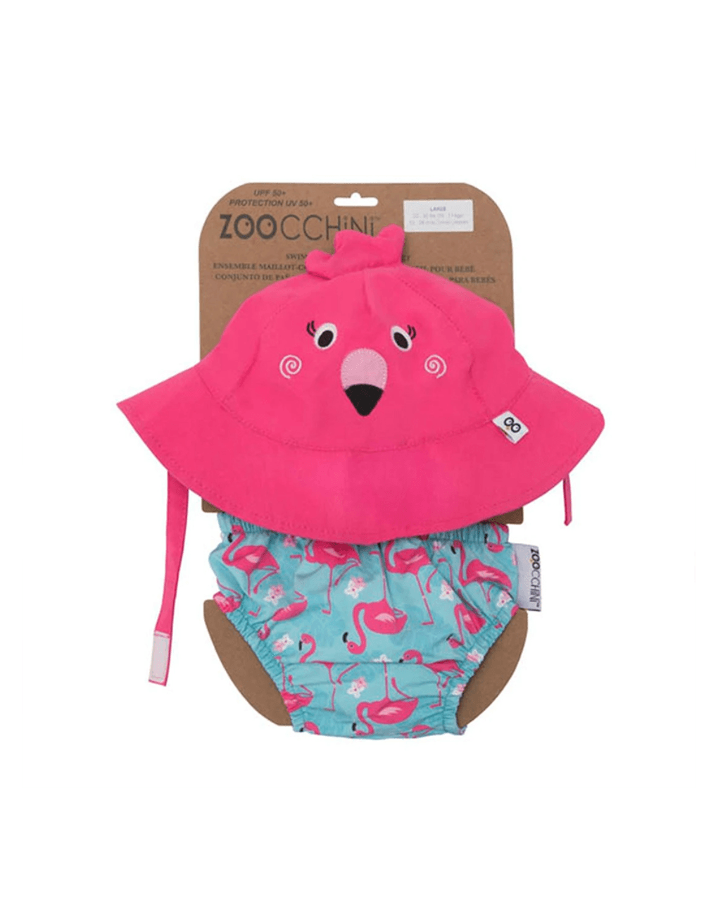 Zoocchini σετ μαγιό και καπέλο upf50+ franny the flamingo 6-24 μηνών zoo1706