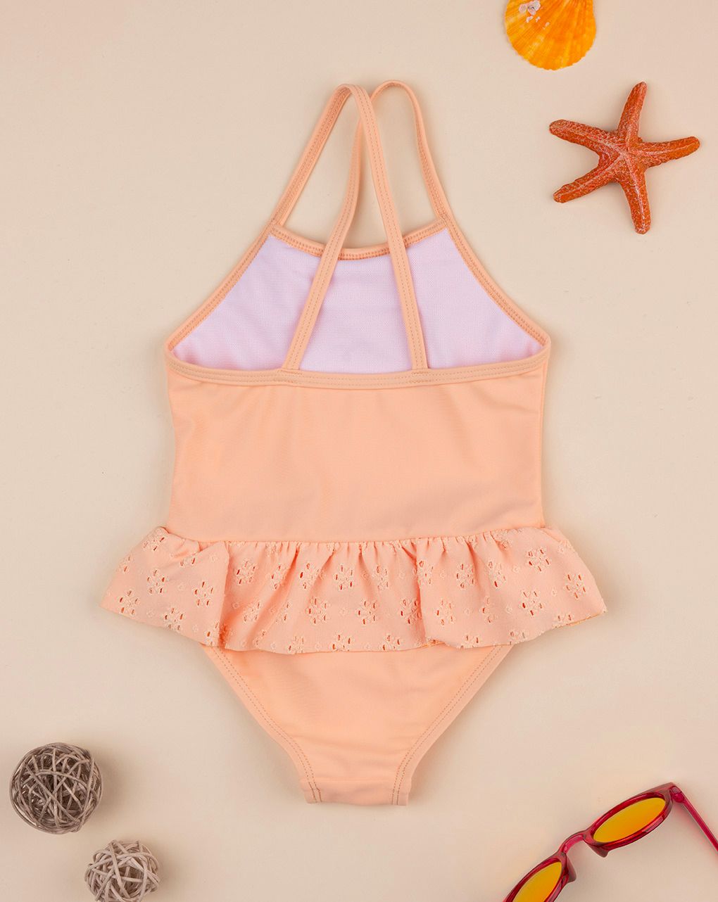 βρεφικό ολόσωμο μαγιό πορτοκαλί sangallo για κορίτσι - Prénatal