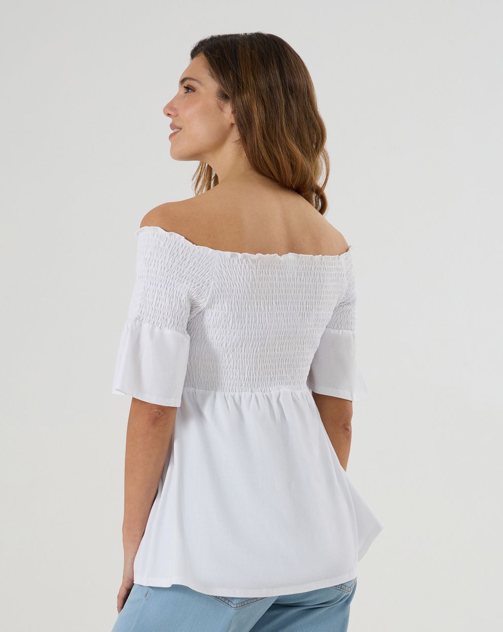 γυναικεία μπλούζα εγκυμοσύνης λευκή με σφηκοφωλιά - Prénatal