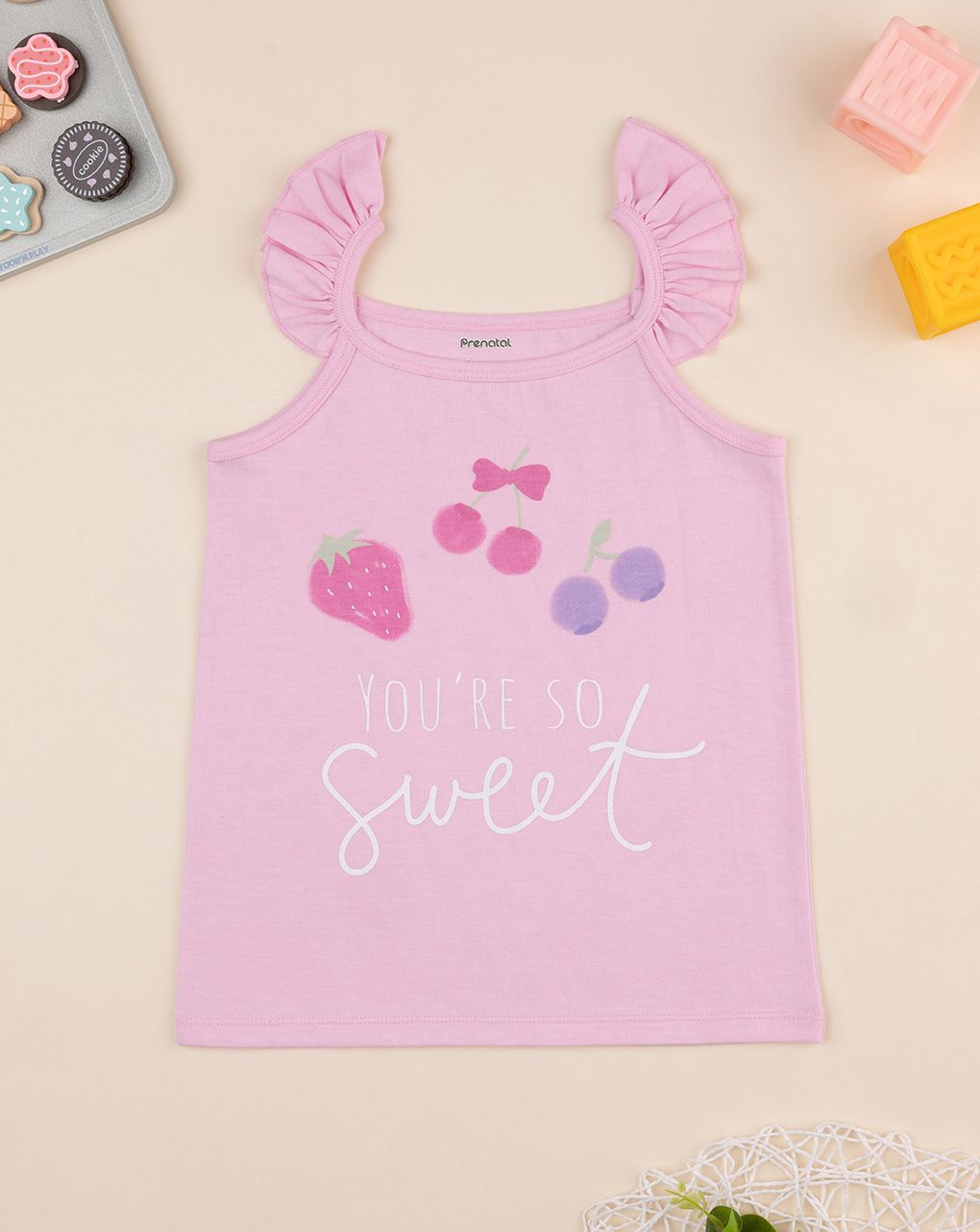 παιδική αμάνικη μπλούζα ροζ sweet για κορίτσι