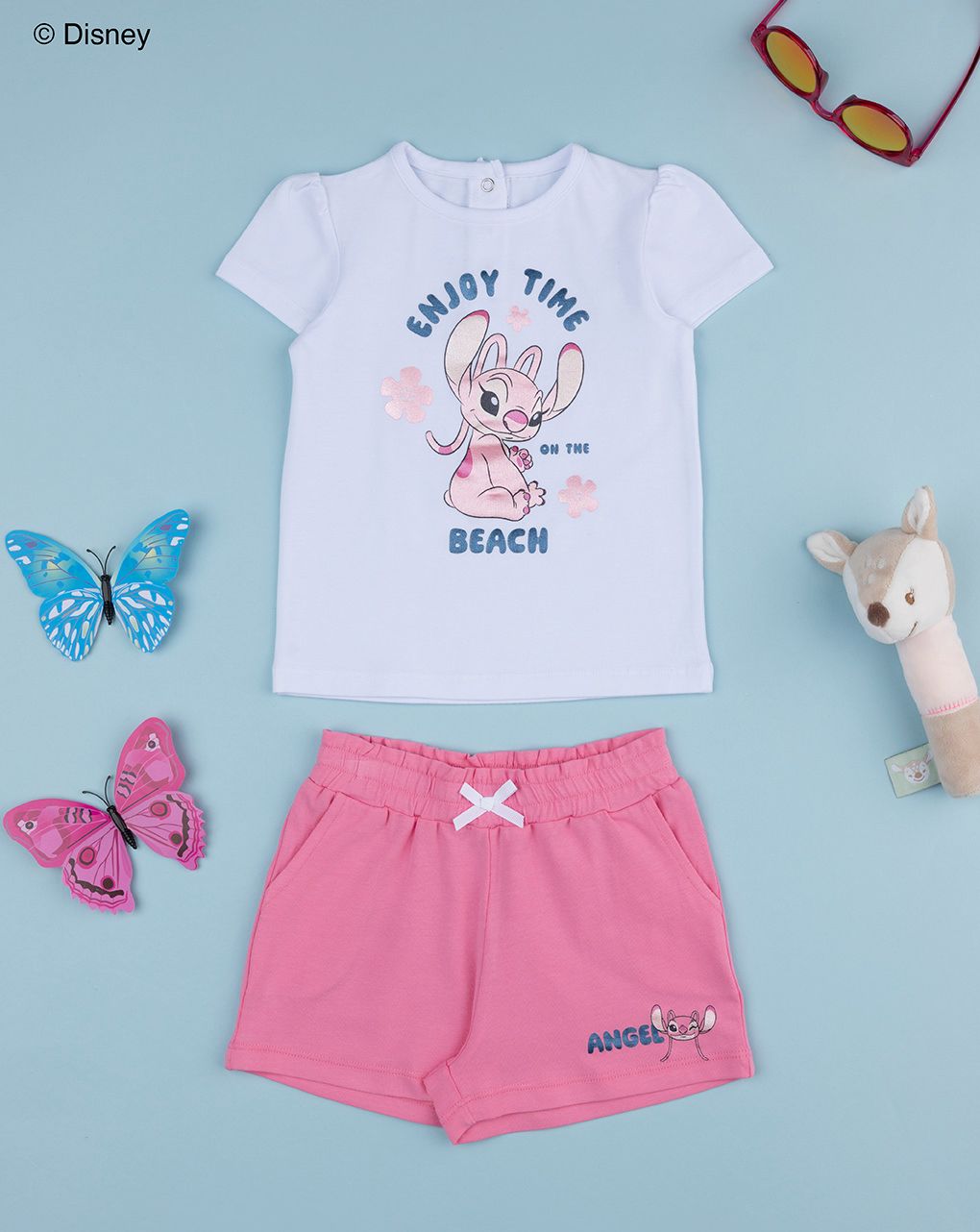 βρεφικό σετ t-shirt και σορτσάκι angel για κορίτσι