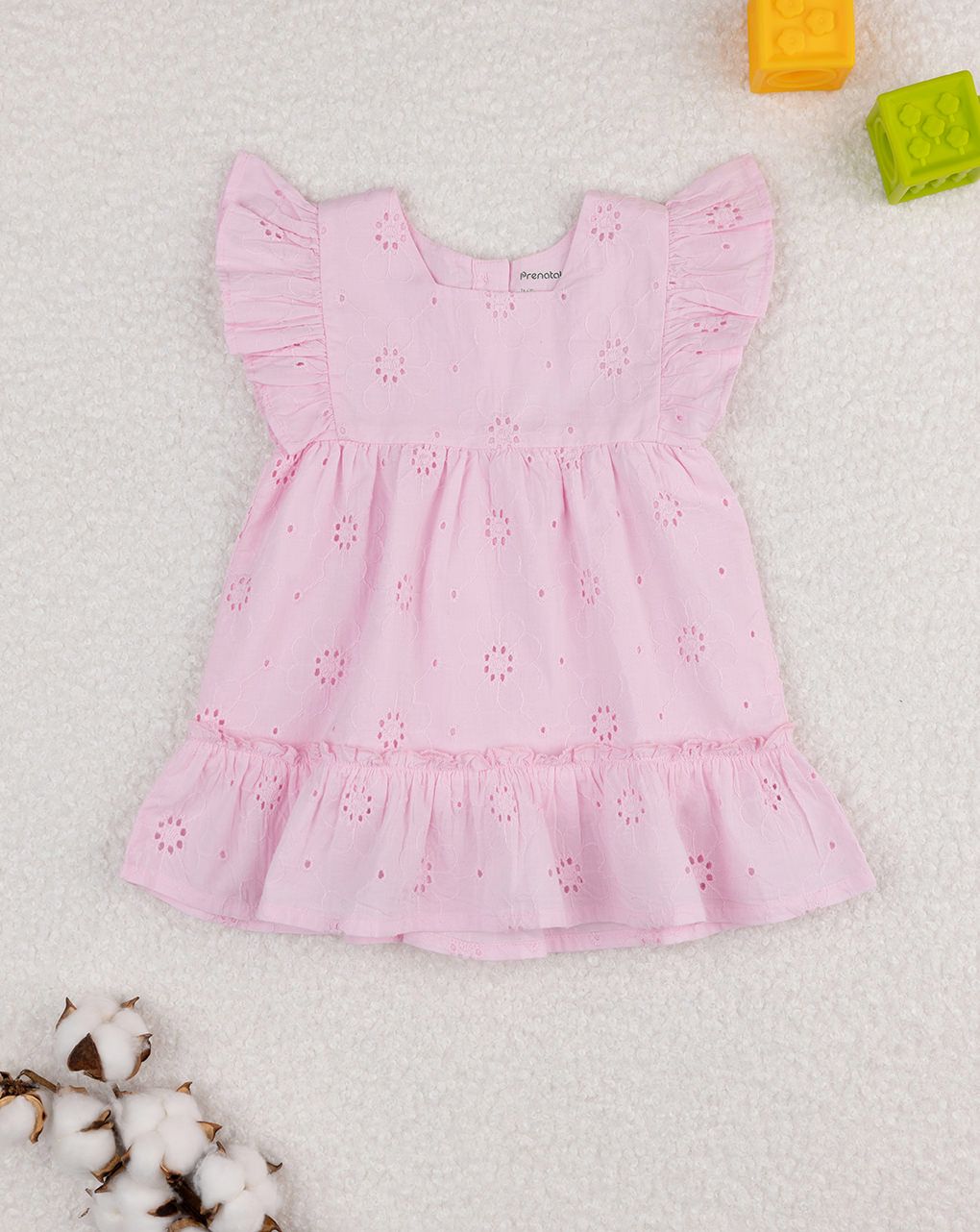 βρεφικό φόρεμα ροζ δαντέλα sangallo για κορίτσι - Prénatal