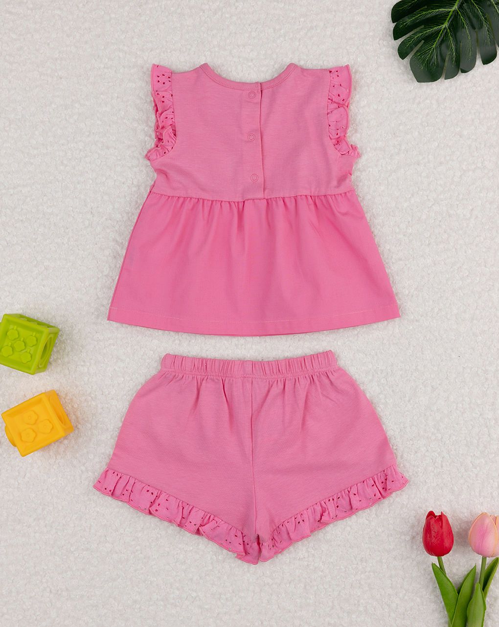 βρεφικό σετ μπλούζα και σορτσάκι φούξια για κορίτσι - Prénatal