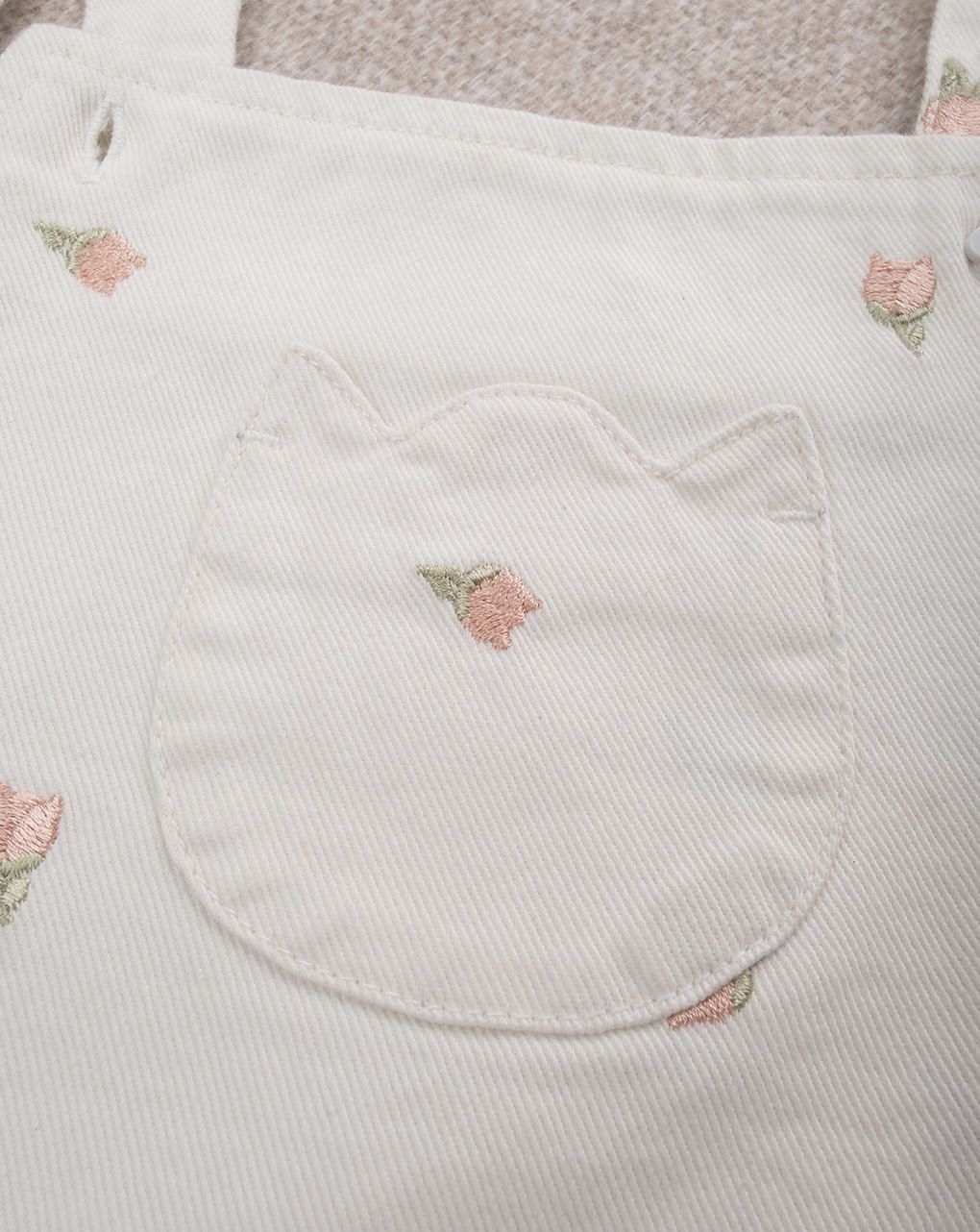 βρεφική σαλοπέτα λευκή με τουλίπες για κορίτσι - Prénatal